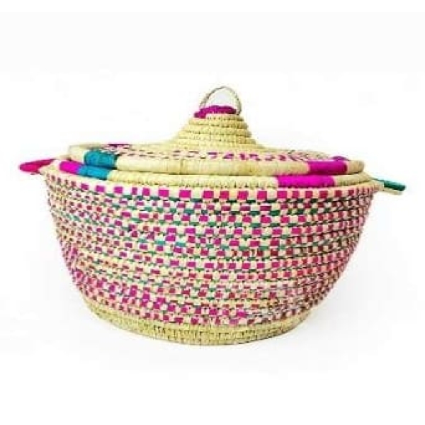 Authentic straw bread basket with lid توارة عزف